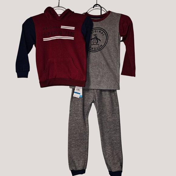 Original Penguin Boys 3-Piece Set With Hoodie Long Sleeve Shirt & Pants Size 7 - Picture 1 of 9